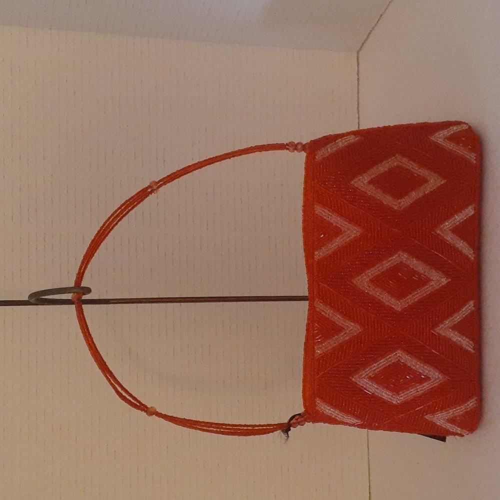 ebisu red clear beaded bag
